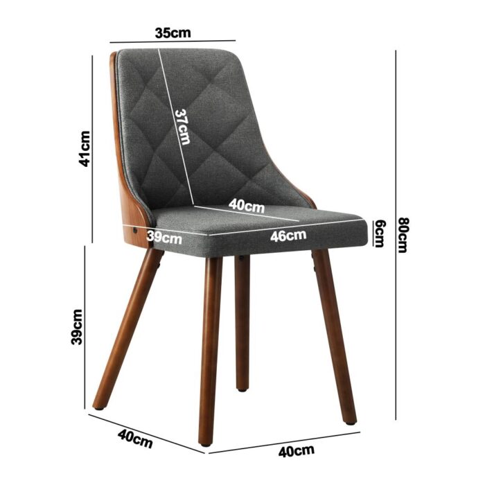 Oikiture Dining Chairs Wooden Faux Leather Seatx2 Grey - Image 3