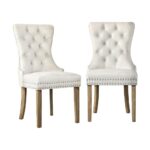 Oikiture Velert Dining Chair with French Tufted X2 Beige