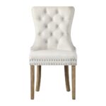 Oikiture Velert Dining Chair with French Tufted X2 Beige - Image 7
