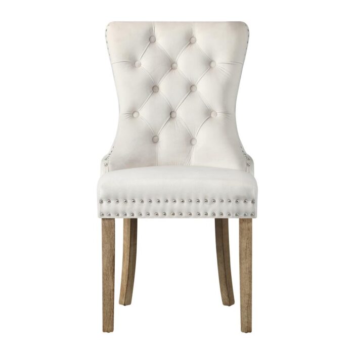 Oikiture Velert Dining Chair with French Tufted X2 Beige - Image 7