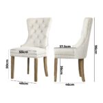 Oikiture Velert Dining Chair with French Tufted X2 Beige - Image 3