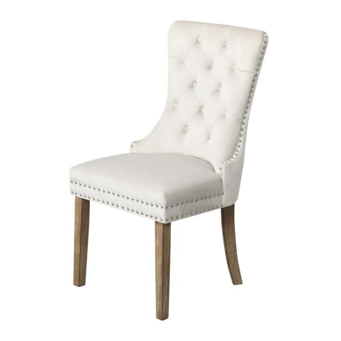 Oikiture Velert Dining Chair with French Tufted X2 Beige - Image 5
