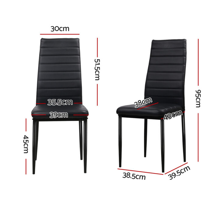 Artiss Dining Chairs Black PU Leather Set of 4 Astra - Image 2