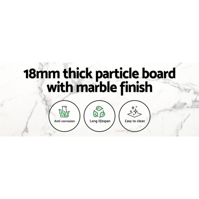 Artiss Dining Table Round Marble Effect 110CM - Image 3