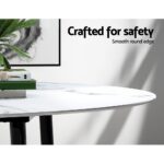Artiss Dining Table Round Marble Effect 110CM - Image 4