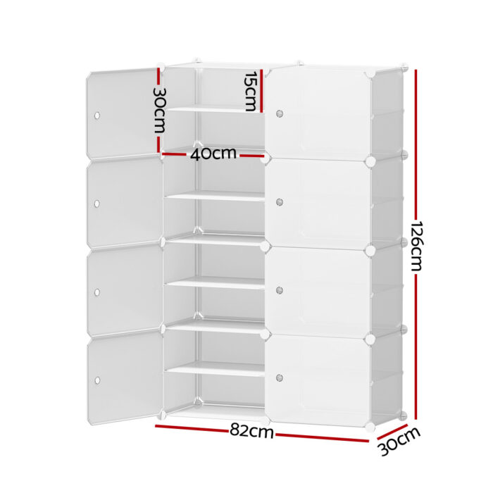 Artiss Shoe Cabinet DIY Storage Cube Shoe Box White Portable Organiser Stand - Image 2