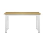 Oikiture Computer Desk White Frame Wood Top 120cm