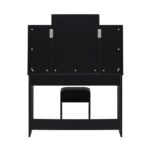 Oikiture Dressing Table Stool Set with 10 Bulbs Mirror Black - Image 3