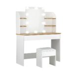 Oikiture Dressing Table Stool Set Makeup Mirror 10 LED Bulbs