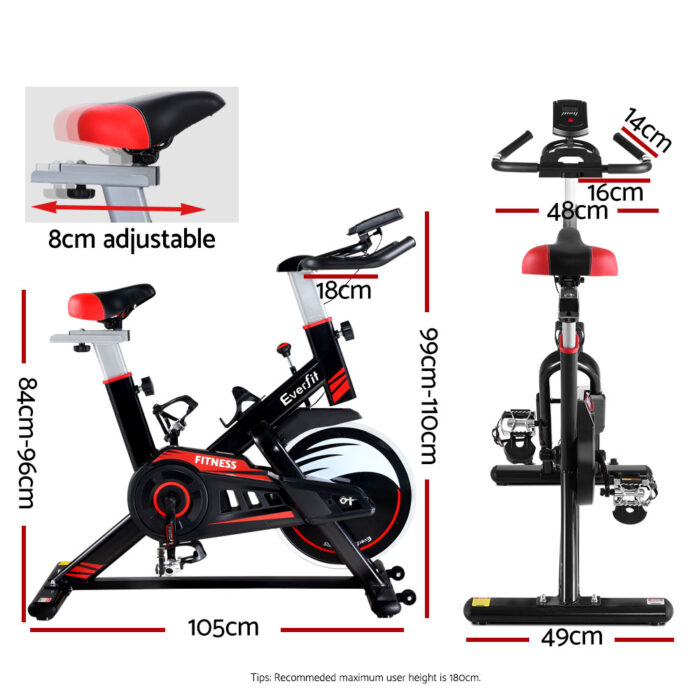 Everfit Spin Exercise Bike Fitness Commercial Home Workout Gym Equipment Black - Image 2