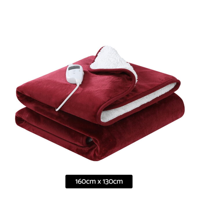 Giselle Electric Throw Rug Heated Blanket Washable Snuggle Flannel Winter Red - Image 2