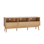 Oikiture TV Cabinet Entertainment Unit Stand Rattan Drawers Furniture 160CM