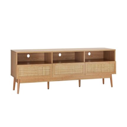 Oikiture TV Cabinet Entertainment Unit Stand Rattan Drawers Furniture 160CM