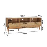 Oikiture TV Cabinet Entertainment Unit Stand Rattan Drawers Furniture 160CM - Image 5