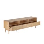 Oikiture TV Cabinet Entertainment Unit Stand Rattan Drawers Furniture 160CM - Image 2
