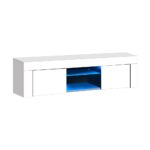 Oikiture TV Cabinet RGB LED Gloss 130cm White