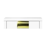 Oikiture TV Cabinet RGB LED Gloss 130cm White - Image 3