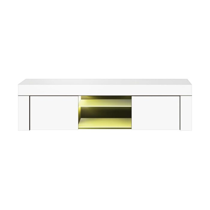 Oikiture TV Cabinet RGB LED Gloss 130cm White - Image 3