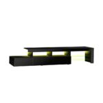 Oikiture TV Cabinet RGB LED Gloss Black 220cm