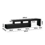 Oikiture TV Cabinet RGB LED Gloss Black 220cm - Image 2