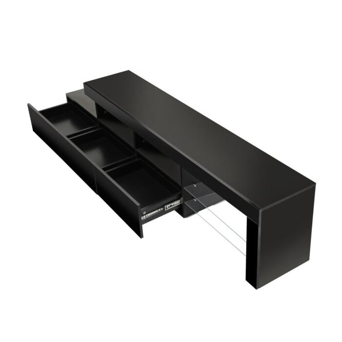 Oikiture TV Cabinet RGB LED Gloss Black 220cm - Image 6