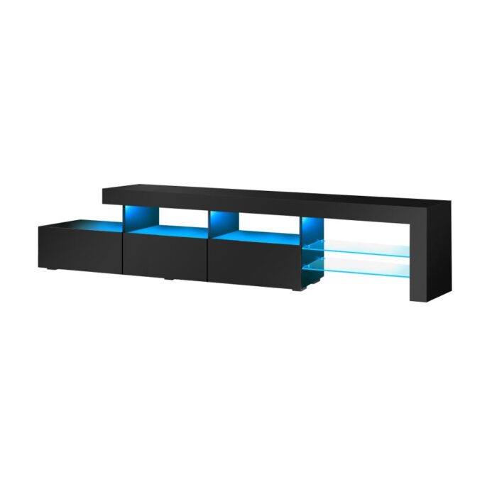 Oikiture TV Cabinet RGB LED Gloss Black 220cm - Image 3