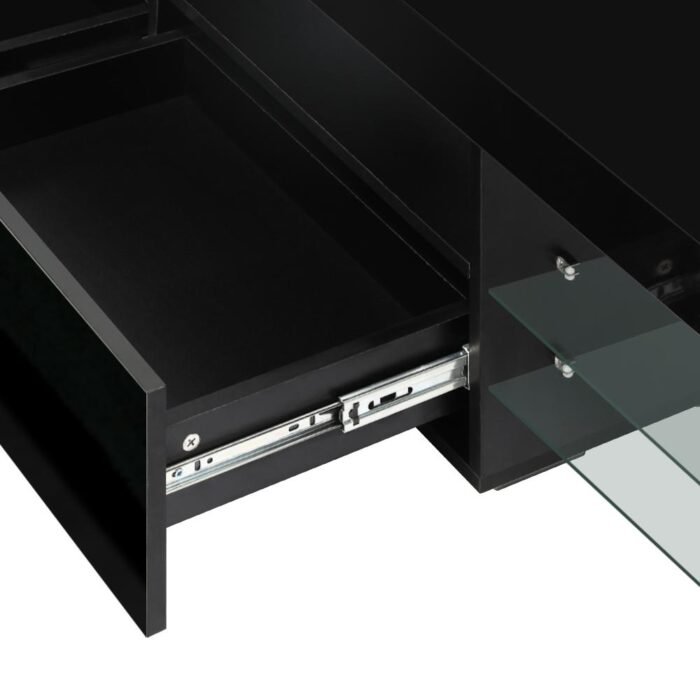 Oikiture TV Cabinet RGB LED Gloss Black 220cm - Image 5