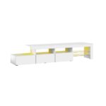 Oikiture TV Cabinet RGB LED Gloss White 220cm