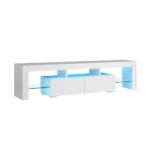 Oikiture TV Cabinet LED RGB Gloss White 180CM