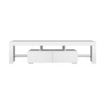 Oikiture TV Cabinet LED RGB Gloss White 180CM - Image 5