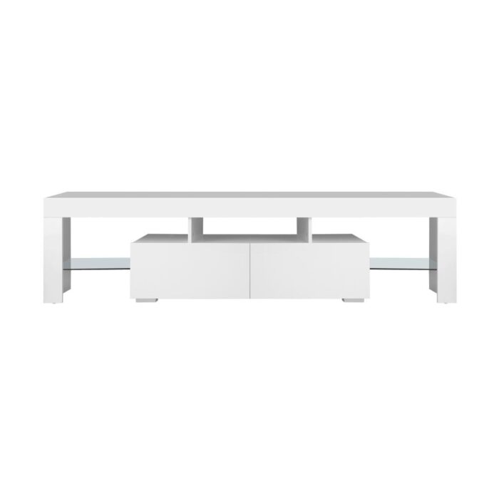 Oikiture TV Cabinet LED RGB Gloss White 180CM - Image 5