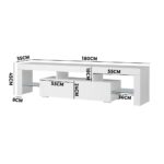 Oikiture TV Cabinet LED RGB Gloss White 180CM - Image 4