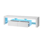 Oikiture TV Cabinet LED RGB Gloss White 180CM - Image 2
