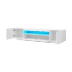 Oikiture TV Cabinet Gloss RGB LED White 180CM - Image 3