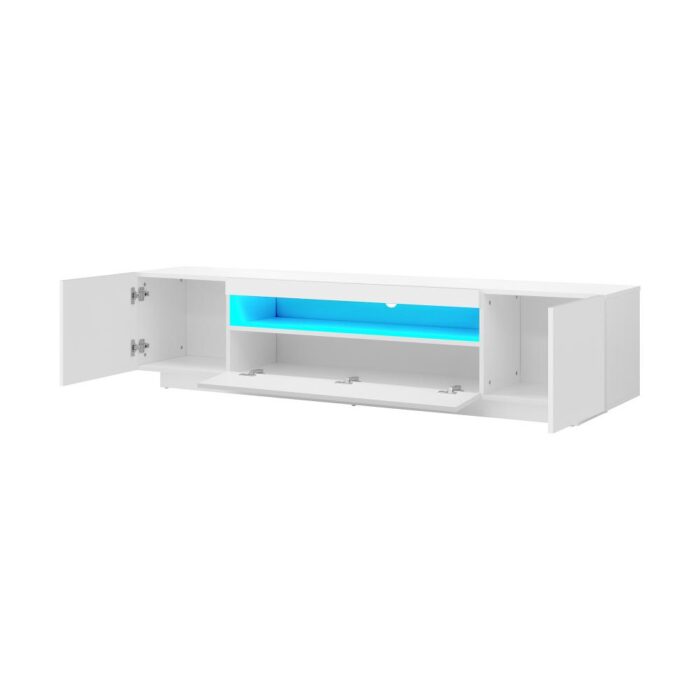 Oikiture TV Cabinet Gloss RGB LED White 180CM - Image 3