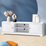 Oikiture TV Cabinet Entertainment Unit 160CM White - Image 3