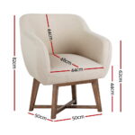 Artiss Fabric Tub Lounge Armchair - Beige - Image 2