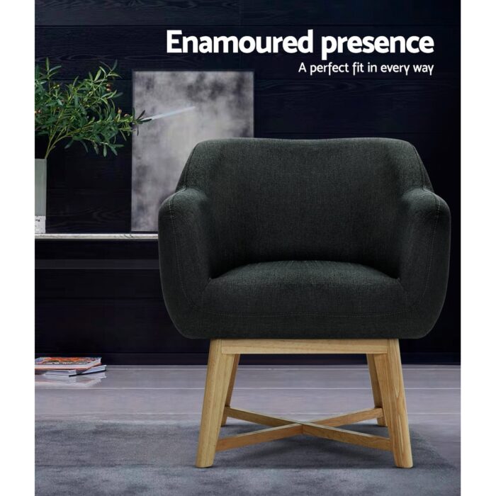 Artiss Aston Tub Accent Chair Charcoal - Image 4