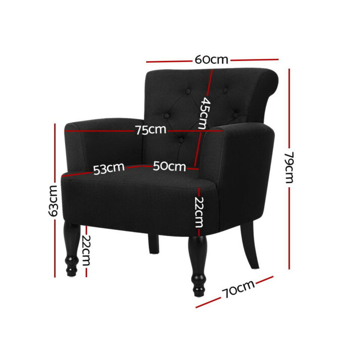 Artiss Armchair Wingback Charcoal Lothair - Image 2