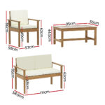Gardeon 4-Piece Outdoor Sofa Set Wooden Couch Lounge Setting - Image 2