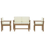 Gardeon 4-Piece Outdoor Sofa Set Wooden Couch Lounge Setting - Image 3