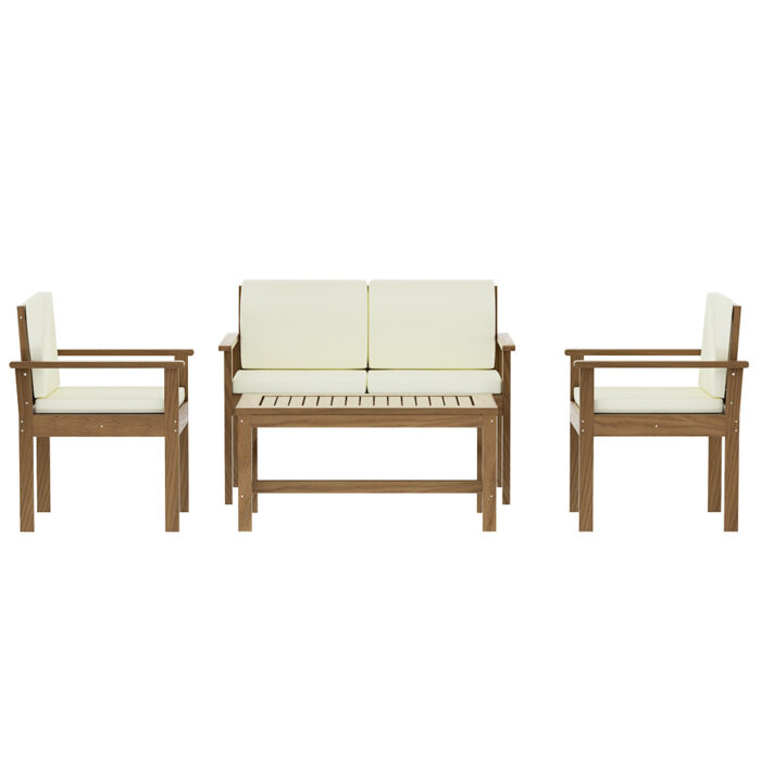 Gardeon 4-Piece Outdoor Sofa Set Wooden Couch Lounge Setting - Image 3