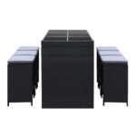 Gardeon 7-Piece Outdoor Bar Set Dining Table Stools Wicker Patio Setting - Image 3