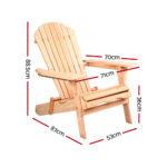 Gardeon Adirondack Outdoor Chairs Wooden Beach Chair Patio Furniture Garden Natural Set of 2 - Image 2