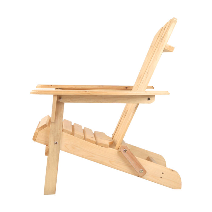 Gardeon Adirondack Outdoor Chairs Wooden Beach Chair Patio Furniture Garden Natural Set of 2 - Image 4