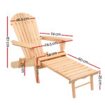 Gardeon Adirondack Outdoor Chairs Wooden Sun Lounge Patio Furniture Garden Natural - Image 2