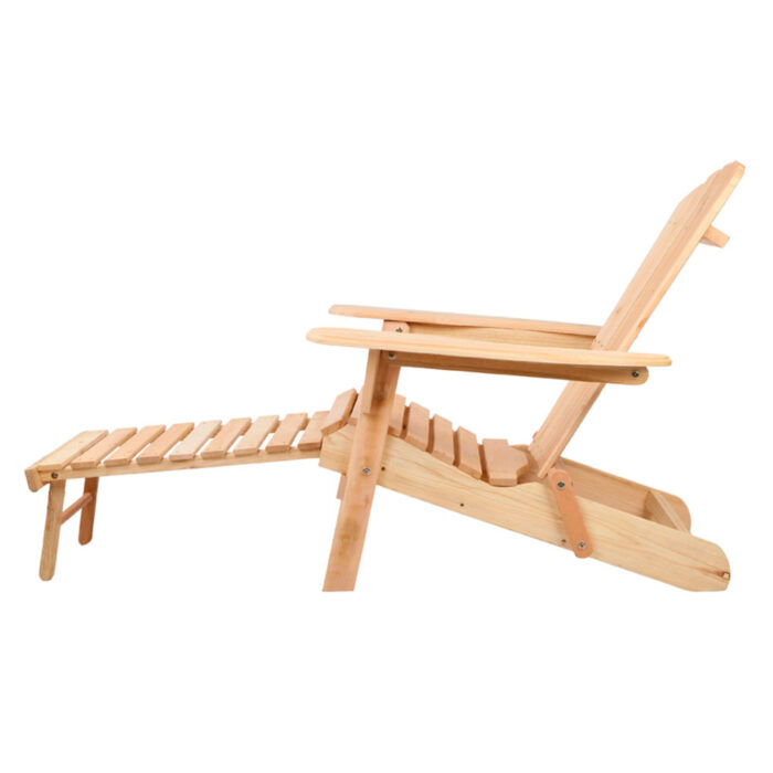 Gardeon Adirondack Outdoor Chairs Wooden Sun Lounge Patio Furniture Garden Natural - Image 4
