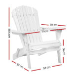 Gardeon Adirondack Outdoor Chairs Wooden Foldable Beach Chair Patio Furniture White - Image 2