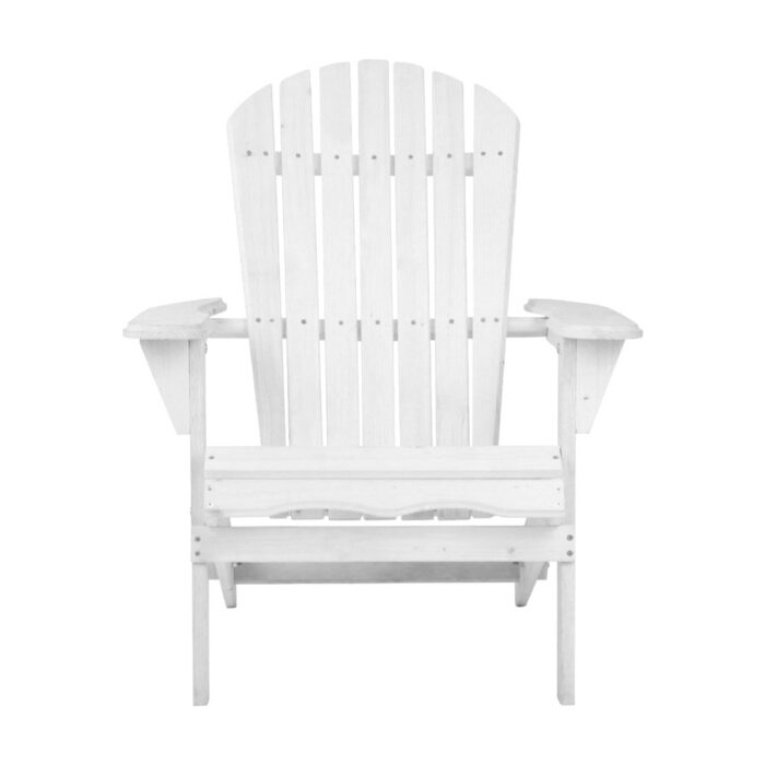 Gardeon Adirondack Outdoor Chairs Wooden Foldable Beach Chair Patio Furniture White - Image 3