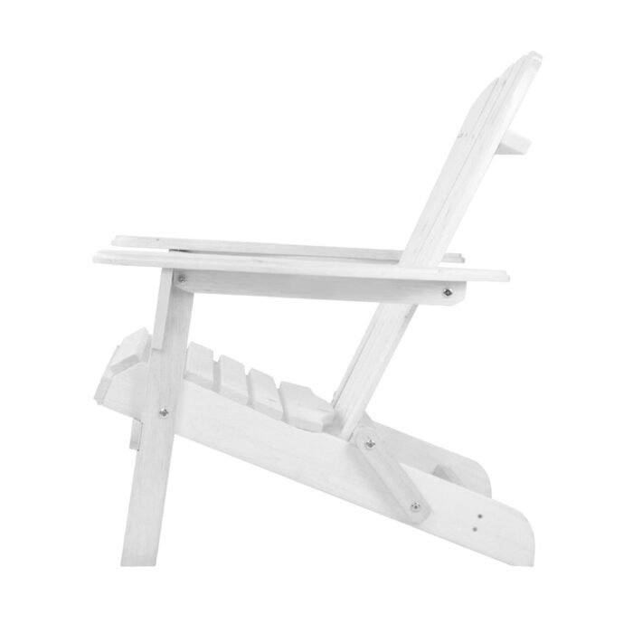 Gardeon Adirondack Outdoor Chairs Wooden Foldable Beach Chair Patio Furniture White - Image 4